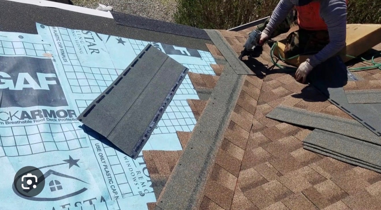 GAF shingle installation with nail gun
